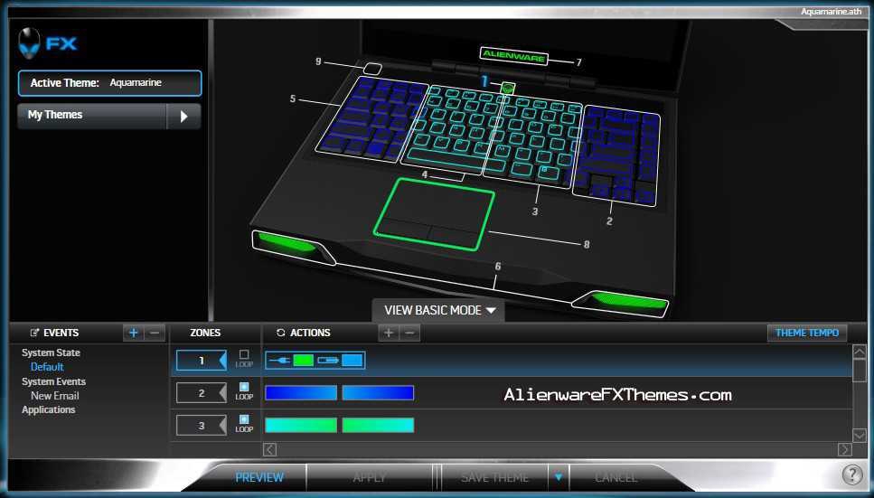 Aquamarine M14x Alienware FX Theme