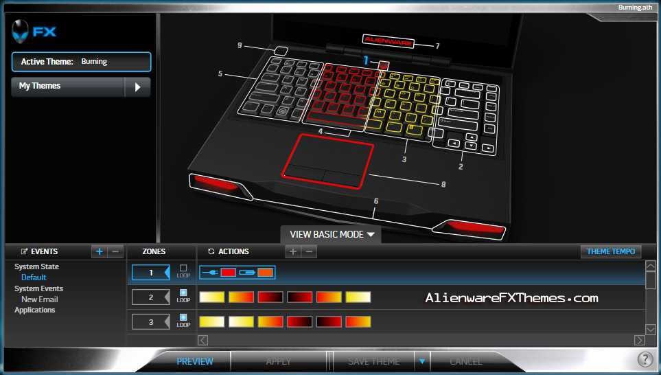 Burning M14x Alienware FX Theme