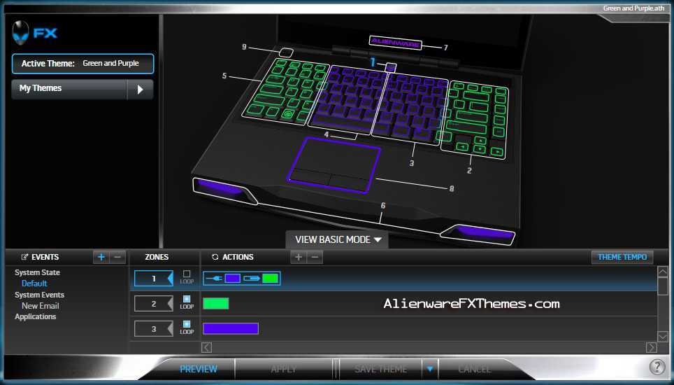 Green and Purple M14x Alienware FX Theme