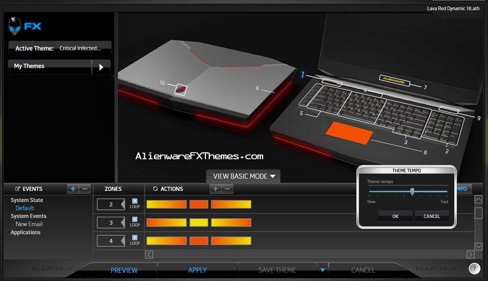 LavaRed Dynamic M18x Alienware FX Theme