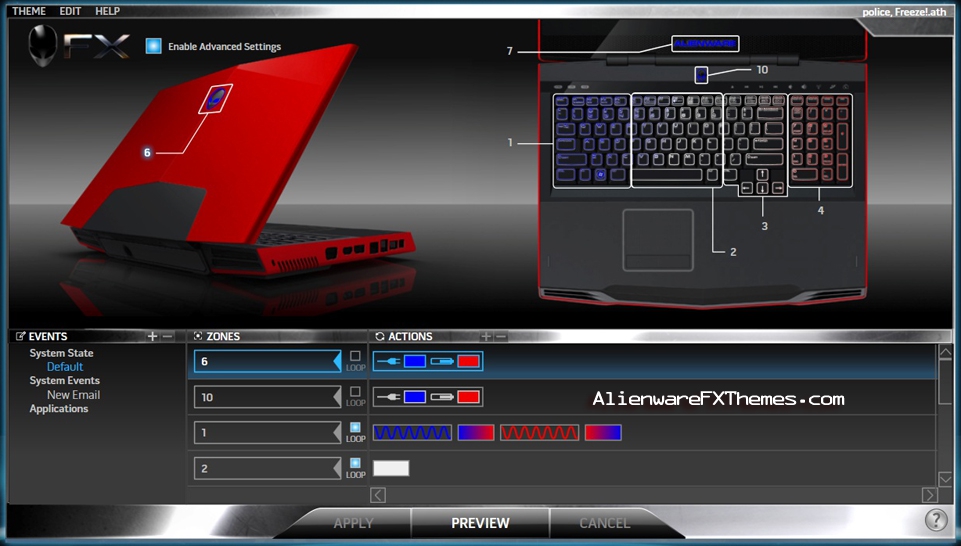 Police Freeze M17x Alienware FX Theme