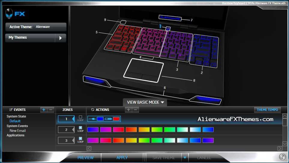 Rainbow Keyboard 2 M14x Alienware FX Theme