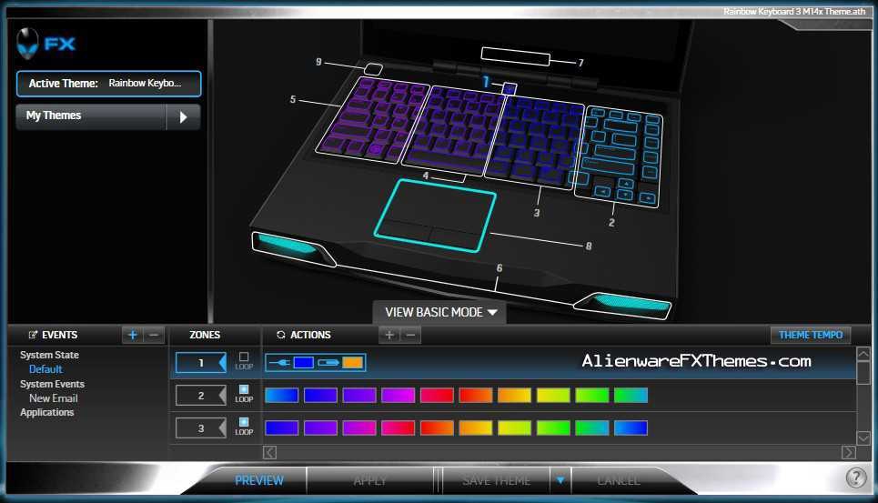 Rainbow Keyboard 3 M14x Alienware FX Theme
