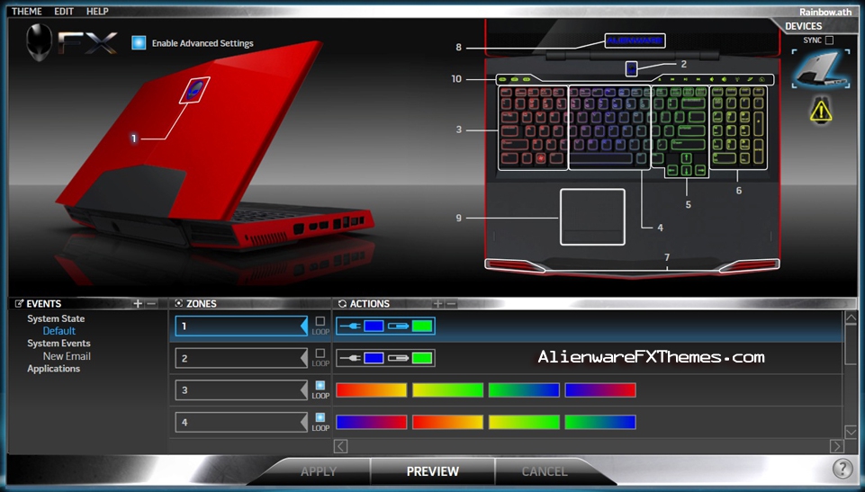 Rainbow M17x Alienware FX Theme