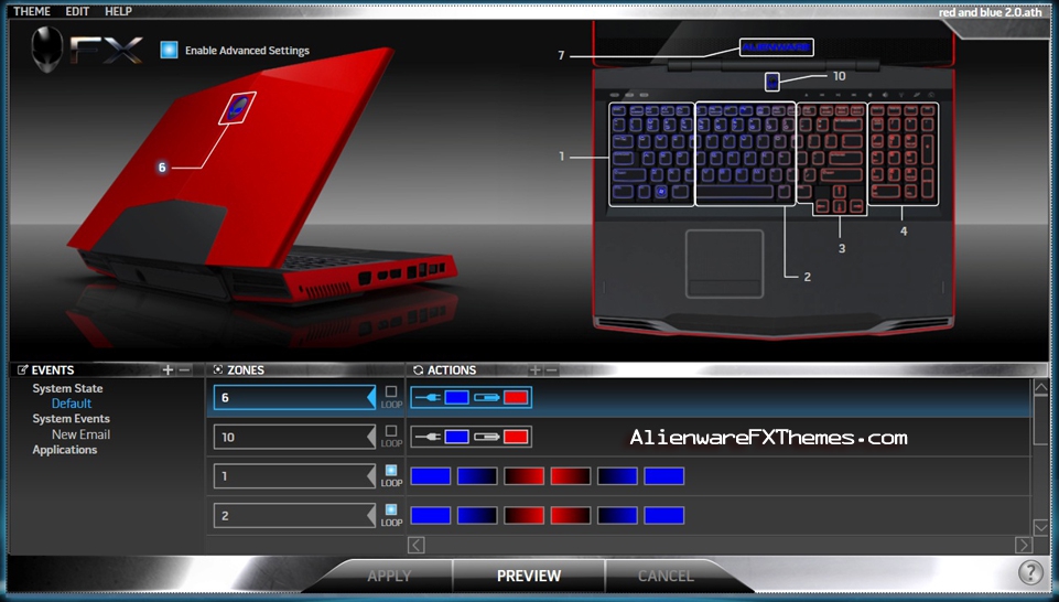 Red And Blue 2.0 M17x Alienware FX Theme