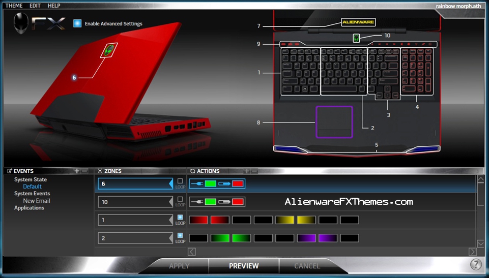 Rainbow Morph M17x Alienware FX Theme