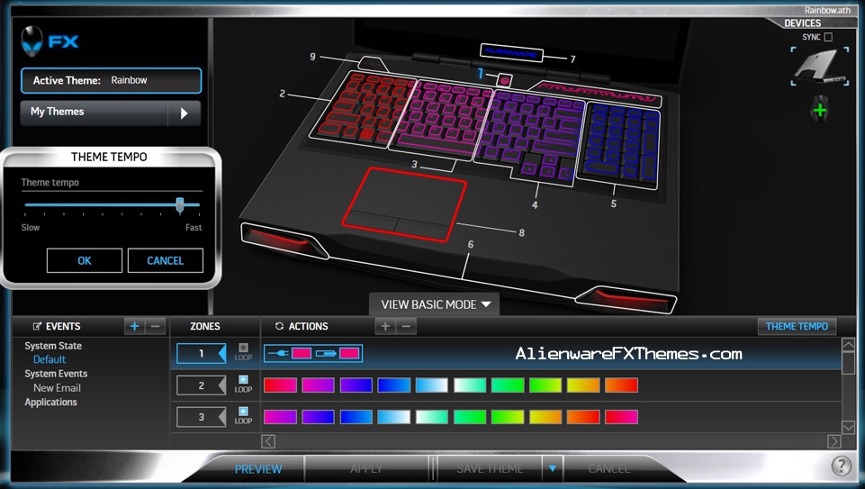 Rainbow M17x R3 R4 Alienware FX Theme