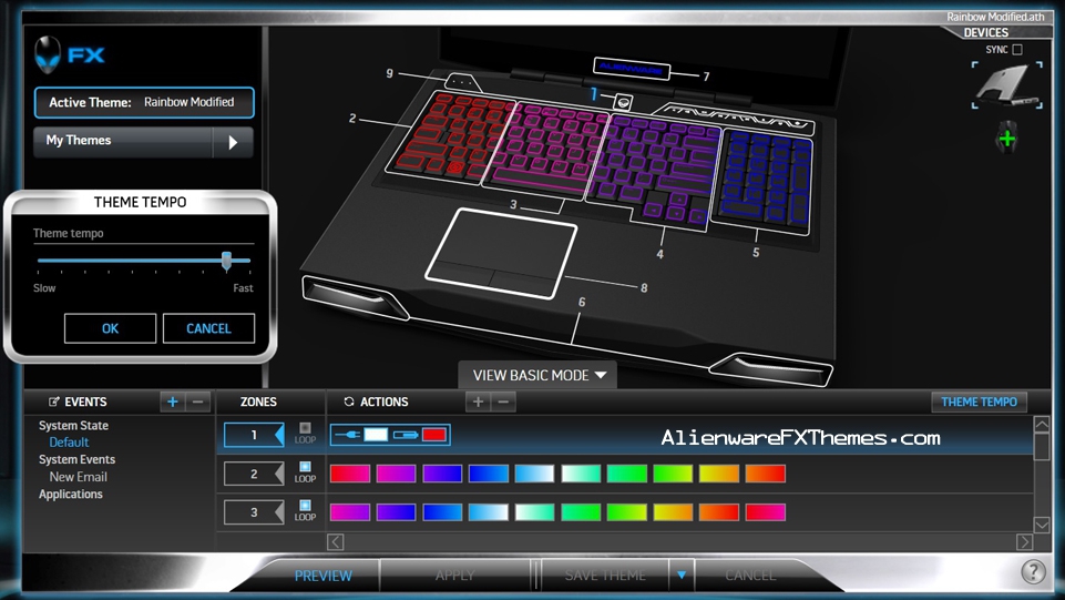Rainbow Modified M17x R3 R4 Alienware FX Theme